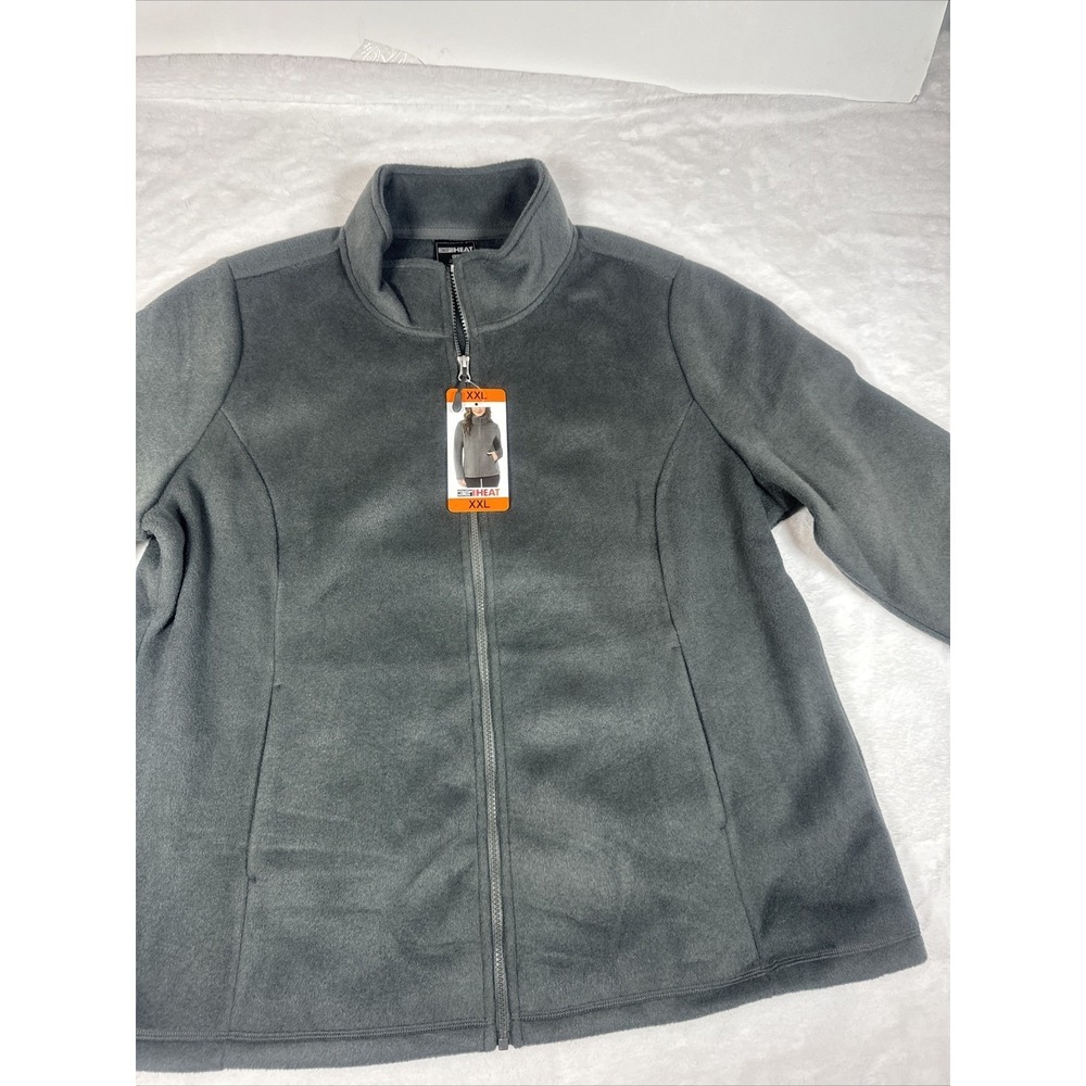 32 Degrees Heat Womens XXL Fleece Full Zip Jacket Charcoal Gray Stand Collar
